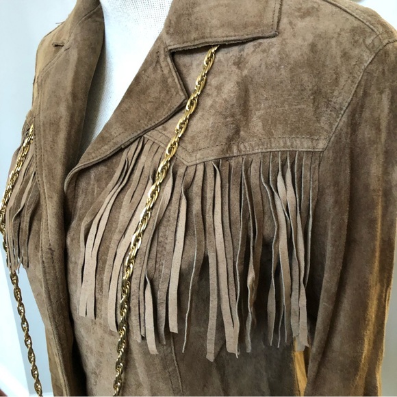 Vintage Esprit Suede Leather Fringe Jacket